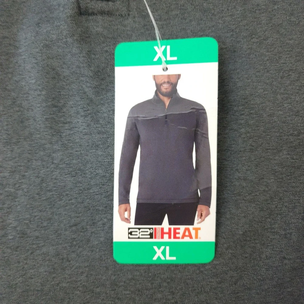 32 Degrees Heat Mens XL Quarter Zip Pullover Heather Gray Thermal Base Layer NEW